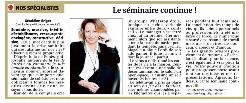 Le séminaire continue !