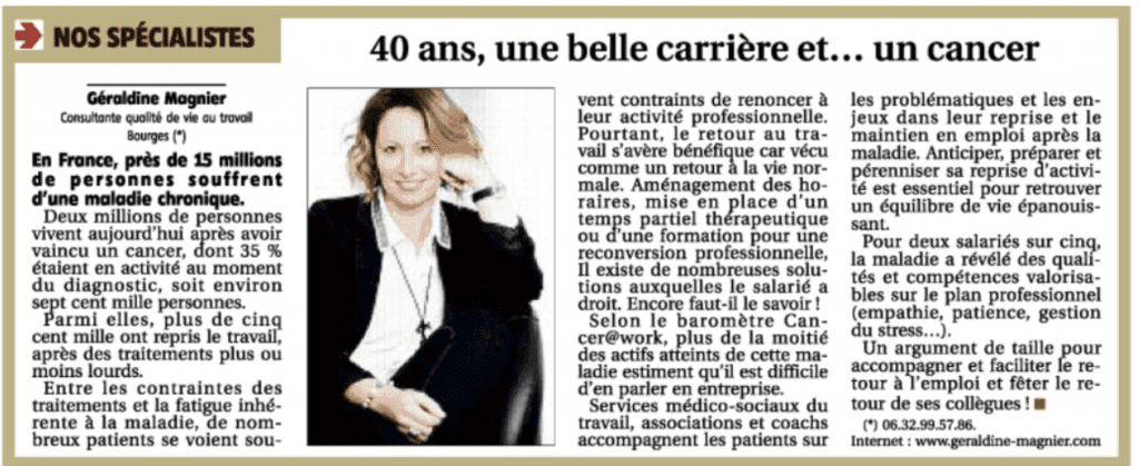 40 ans, une belle carrière et … un cancer
